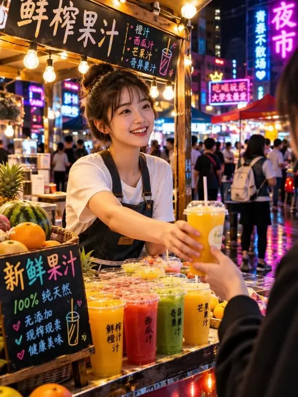夜市果汁摊的大学生封面